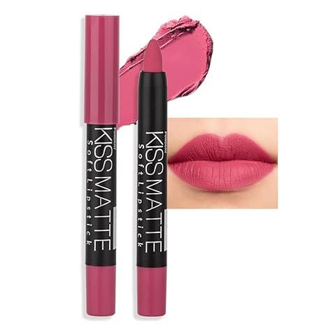 Generic Deep Dark Red Matte Lipstick and Lip Crayon Liner Pencil Pen Set for Women Lip Stain Long Lasting Waterproof labiales (1, 1Pcs 16# Mauve Pink)