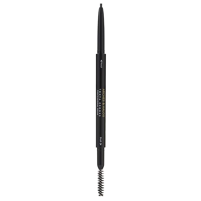 Arches & Halos Micro Defining Brow Pencil - For a Fuller and More Defined Brow- Dual Ended Pencil with Brush - Vegan and Cruelty Free Makeup - Charcoal, 0.003 oz