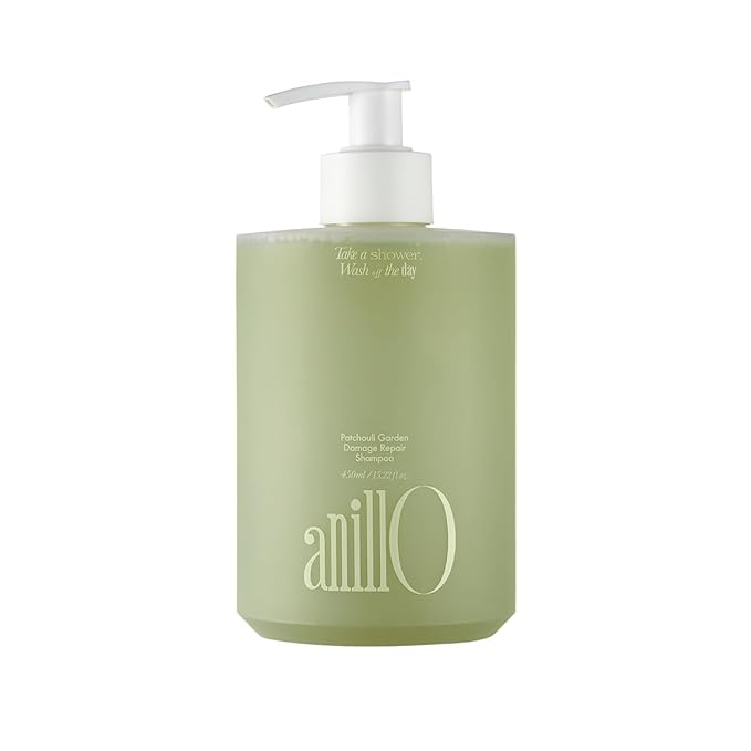 ANILLO Patchouli Garden Damage Repair Shampoo - Korean Hair Care Nourishing Shampoo for Men & Women w/Patchouli Leaf Water, Protein Complex & Green Herb Complex - Vegan Scalp Cleanser (15.22 fl.oz)