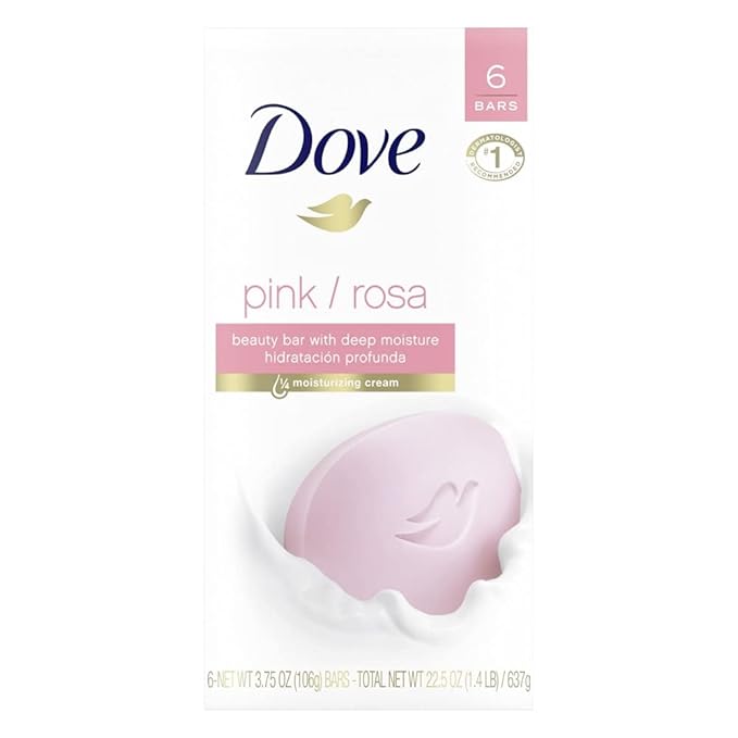 Dove Soap, Pink Beauty Bar 12-Pack – 3-in-1 Moisturizing Face, Body & Hand Soap, 4.75 Oz Ea