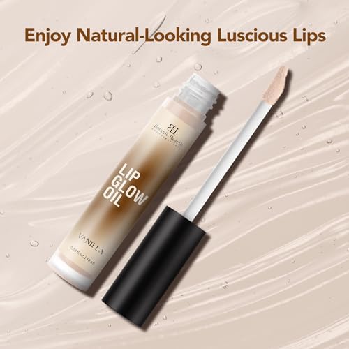 Botanic Hearth Lip Glow Oil With Vanilla Flavor | Moisturizing & Hydrating Lip Gloss Oil For Dry Lips | Transparent Gloss | Lightweight & Non Greasy | 0.2Fl Oz