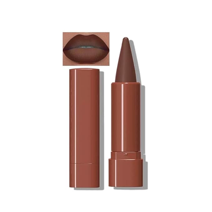 2-in-1 Gradient Brown Lip Liner & Lipstick, Dark Brown Maroon Waterproof Long Lasting Matte Lip Liner Pencil, Makeup Smudge proof lip liner with Cone Tip (05#-Dark Brown)