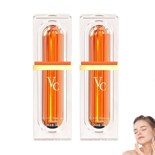 Japanese Vitamin C Makeup Tone Up Cream, Five Vitamin C Tone-Up Cream, Moisturizing Lady Plain Face Non Greasy For All Skin Types (2pcs)