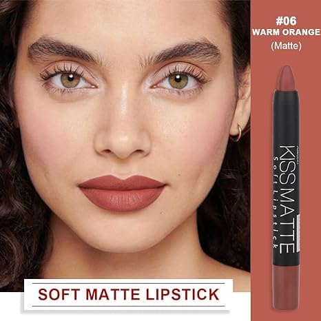 Generic Deep Dark Red Matte Lipstick and Lip Crayon Liner Pencil Pen Set for Women Lip Stain Long Lasting Waterproof labiales (1, 1Pcs 06# Brown)
