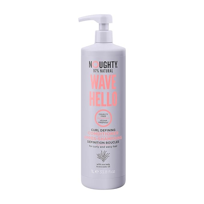 Noughty 97% Natural Wave Hello Curl Defining Conditioner to Condition Enhancing Soften and Define Curls with Sea Kelp Extract and Avocado Oil Sulfate Free Vegan Haircare 33.8fl.oz