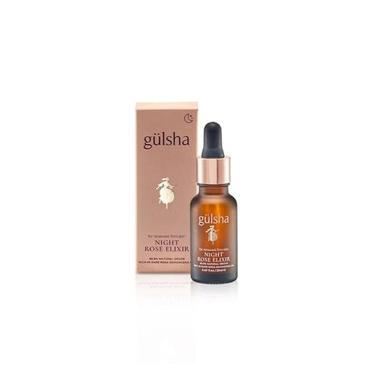 GULSHA REGENERATIVE NIGHT ROSE ELIXIR, Rosa Damascena Essential Oil for Face, Nourishes and Revitalizes the Dehydrated Skin, Increase the Skin Elasticity, Free from Chemicals, All Natural, 0.61 Fl Oz