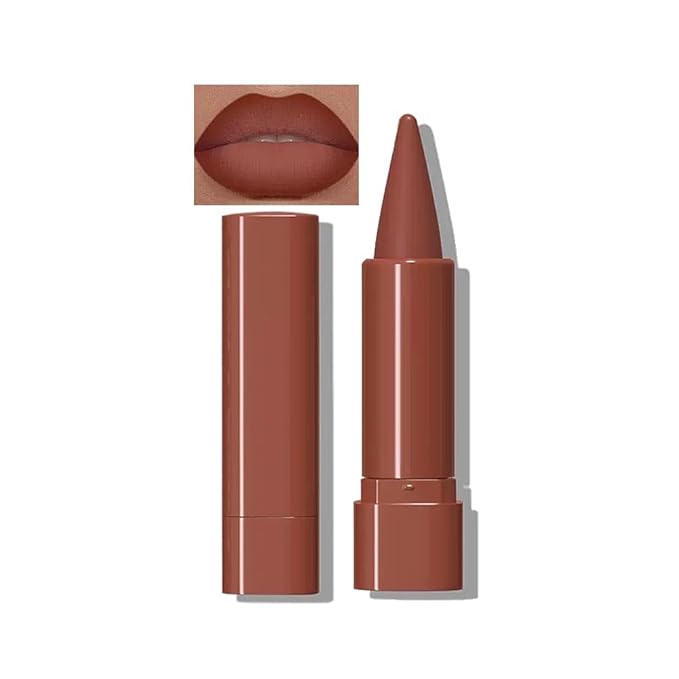 2-in-1 Gradient Nude Lip Liner & Lipstick, Waterproof Long Lasting Matte Lip Liner Pencil, Makeup Smudge proof lip liner with Cone Tip (04#-Sienna)
