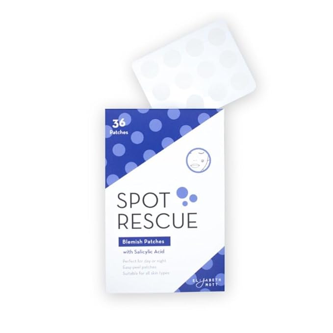Elizabeth Mott Spot Rescue Blemish Patches - Hydrocolloid Acne Stickers with Salicylic Acid & Tea Tree for Pimples, Zits & Blemishes - Fast Healing, Invisible, Day & Night Wear, Vegan, (36 Count)