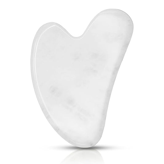Gua Sha Facial Tools, Natural Quartz Guasha Tool for Face,Double Chin & Jawline, Gua Sha Stone Self-Skin Care Face Stone Gua Sha tools for Women Guasha Stone, White