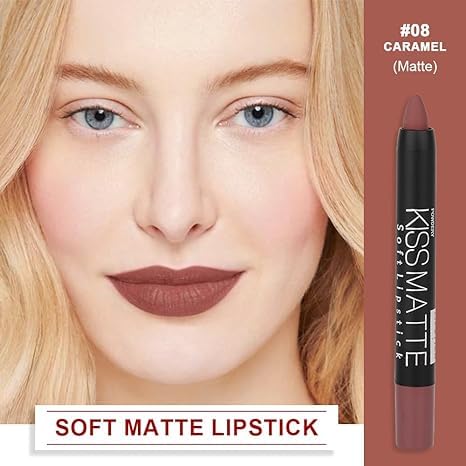 Generic Deep Dark Red Matte Lipstick and Lip Crayon Liner Pencil Pen Set for Women Lip Stain Long Lasting Waterproof labiales (1, 1Pcs 08# Dark Brown)
