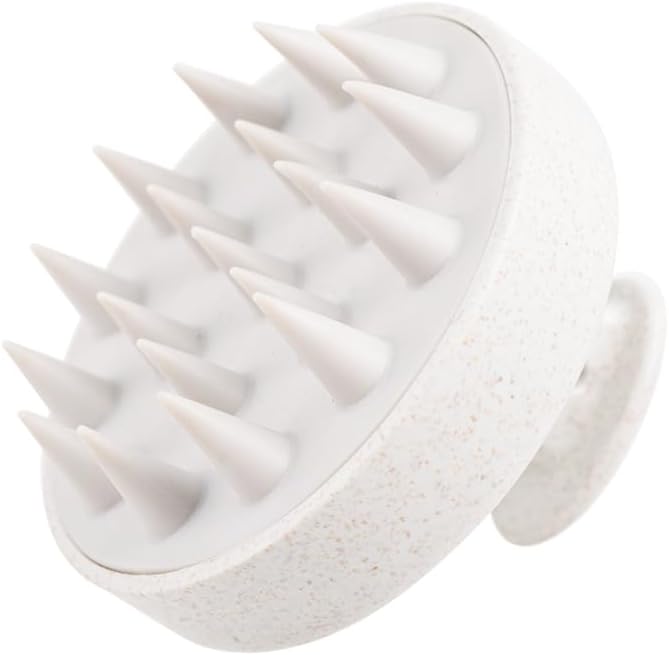 Silicone Scalp Massager Brush for Hair Growth – Manual Shampoo Scrubber for Wet & Dry Use – Scalp Exfoliator Brush & Head Massage Tool, Ideal for Hair & Pets (Beige)