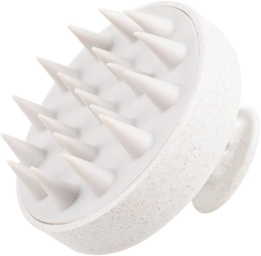 Silicone Scalp Massager Brush for Hair Growth – Manual Shampoo Scrubber for Wet & Dry Use – Scalp Exfoliator Brush & Head Massage Tool, Ideal for Hair & Pets (Beige)