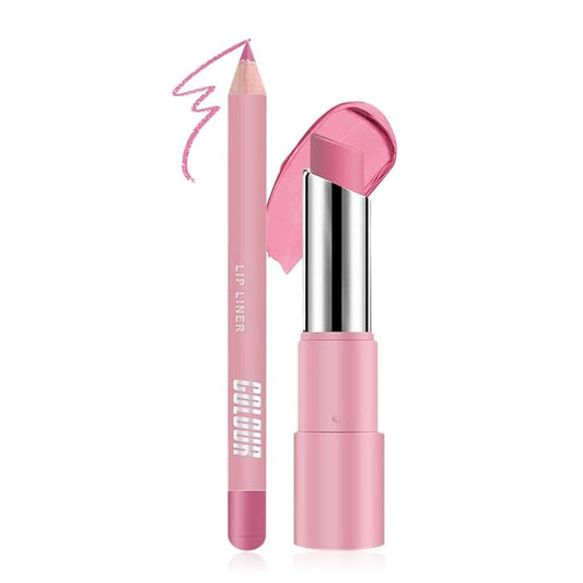 2-in-1 Light Purple Matte Lip Liner & Lipstick Combo Set,Lips Kit with Lip Liner Lip Stains Long Lasting Waterproof Smudge Proof for Older Women 24 Hours Lipliners Pencil Lipstick Makeup Gift Kit