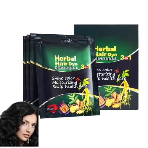 Black Hair Dye Shampoo 3 in 1 for Women/Men Hair Color, Herbal Natural Dye Cover Gray Grey Coverage Permanent Instant | Easy to Use | Travel Size (Black)