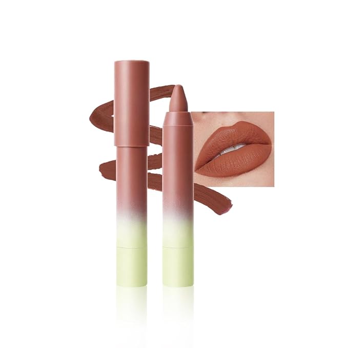 Chestnut Brown Matte Lip Liner Pencil – Smooth & Moisturizing Lip Pencil for Precise Contour, Rich Color Payoff, Lightweight Everyday Lip Makeup, Twist-Up Design,08#
