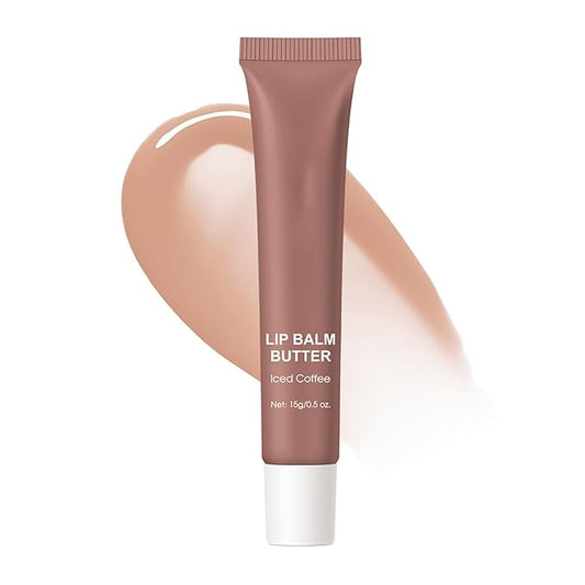 4 Flavors Lip Glossy Butter Balm Lip Tint Hydrating Lip Gloss Ultra-Hydrating & Nourishing Lip Care with Natural Ingredients (03# Iced Coffee)
