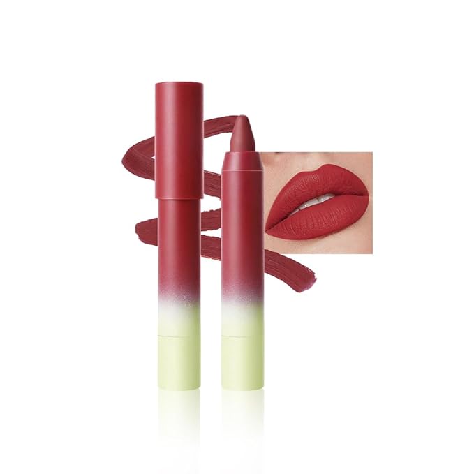 Brick Red Matte Lip Liner Pencil – Smooth & Moisturizing Lip Pencil for Precise Contour, Rich Color Payoff, Lightweight Everyday Lip Makeup, Twist-Up Design,05#