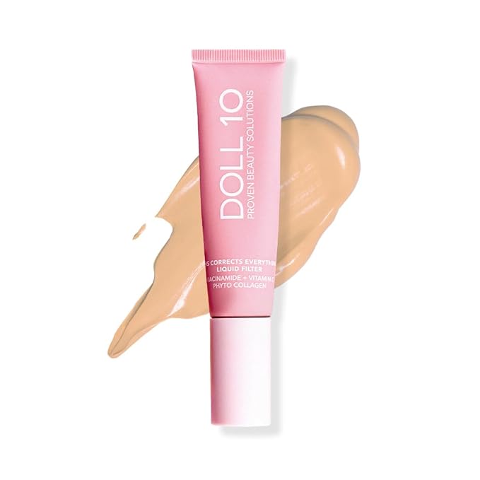 Doll 10 TCE Liquid Filter – CC Cream Foundation - Liquid Foundation - Lightweight Tinted Moisturizer & Skin Tint - Blurs Pores & Fine Lines - Vegan - Clean Makeup - [Light] - 30 Day Supply