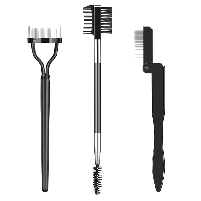 3PCS Eyelash Comb Lash Separator Brow Brush & Eyebrow Spoolie for Removes Clump Mascara
