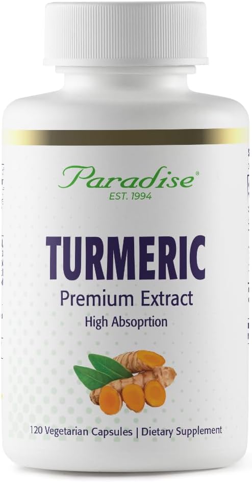 Paradise Organic Turmeric Rhizome Extract, Active Whole Spectrum Extract, Super Potent, Ultra Pure, Vegan, Non-GMO, Gluten Free, 120 Vegetarian Capsules