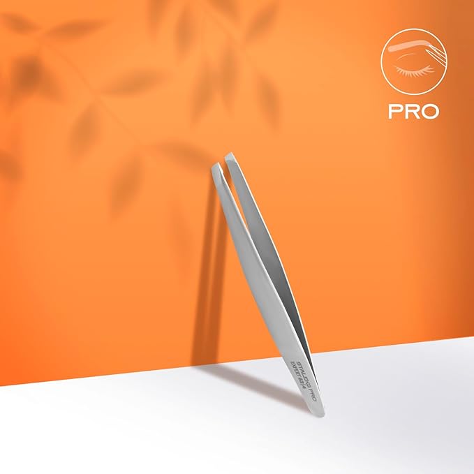 STALEKS PRO Expert 62 Type 4 Professional Eyebrow Tweezers – Narrow Beveled Stainless Steel for Fine Brows & Small Hands