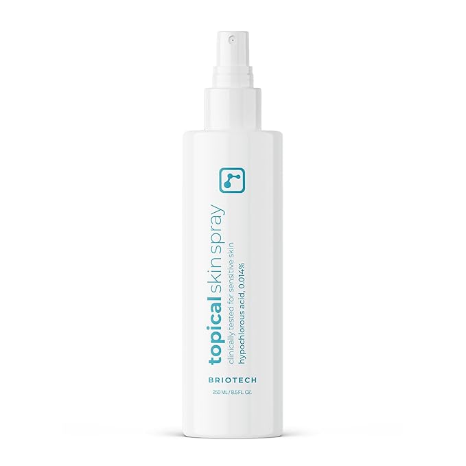 BRIOTECH Topical Skin Spray, Hypochlorous Acid Spray for Sensitive Skin, HOCl Facial Mist, Full Body Support Against Irritation, Calm Redness, Soothe Foot & Scalp, 8 oz (1 Pack)