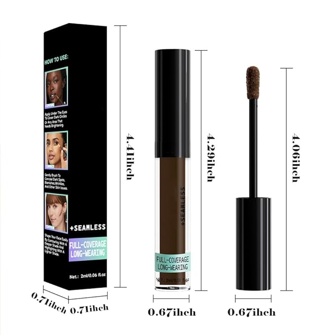 Liquid Concealer Makeup, Natural Coverage for Older Women, Under Eye Brightener Full Coverage Concealer for Dark Circles, Lightweight, Covers Oil-Free, Vegan & Cruelty-Free, 10 Deep