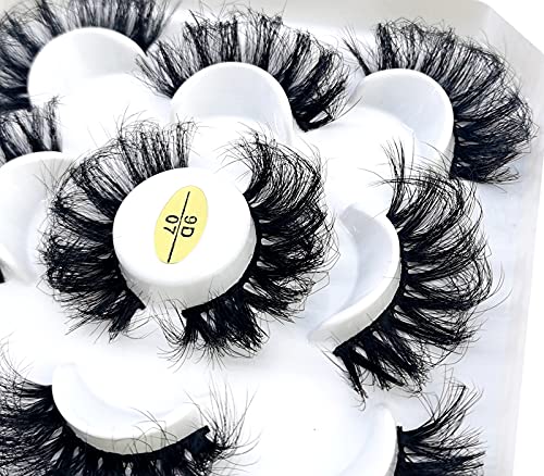 HBZGTLAD new 5 Pairs 25 mm 3d Mink Lashes Bulk Faux with Custom Natural Mink Lashes Pack Short Wholesales Natural False Eyelashes (9D-07)