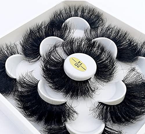 HBZGTLAD new 5 Pairs 25 mm 3d Mink Lashes Bulk Faux with Custom Pack Short Wholesales Natural False Eyelashes (9D-14)