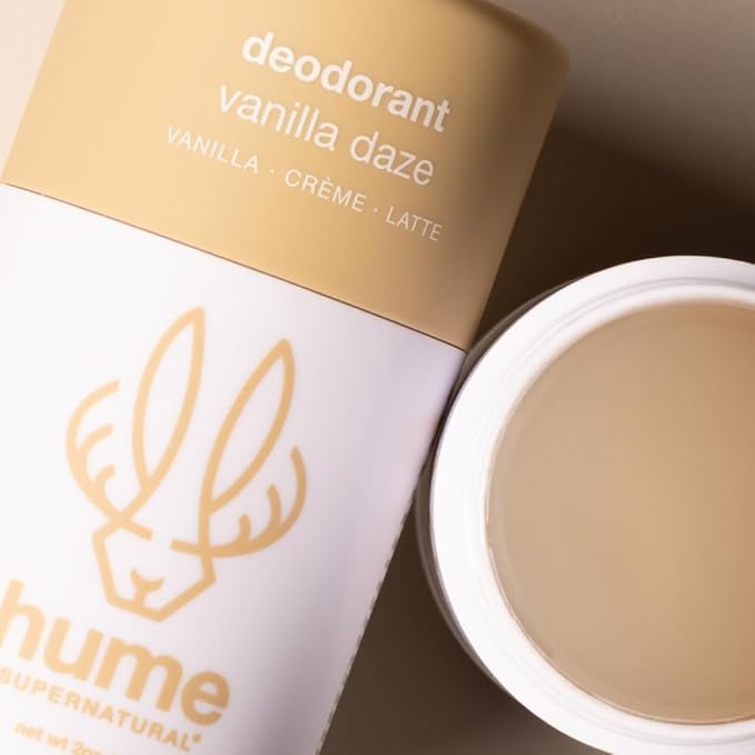 Hume Supernatural Aluminum Free Deodorant for Women & Men - Safe for Sensitive Skin - Probiotic, Plant-Based, Baking Soda Free, Aloe, & Cactus Flower, Anti Sweat, Stain & Odor - Vanilla Daze 2-Pack