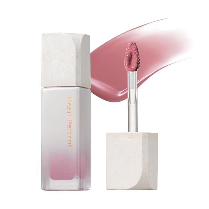 Heart Percent Dote On Mood Pure Glow Tint, Watery & Lightweight Moisturizing Lip Stain Long Lasting Liquid Lipstick 6.8g, #13. Bare Lips