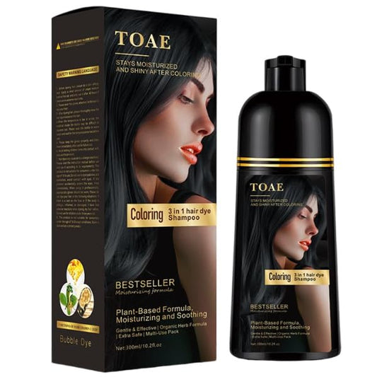 3-in-1 Hair Dye Shampoo, Instant Hair Dye Shampoo for Men & Women, Moisturizing Formula, 10.20fl oz - 300ml (Natural Black)