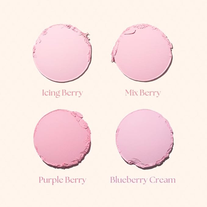 Dasique Blending Mood Cheek #08 Blueberry Sorbet | 4 Blendable Shades in Lightweight Smooth Powder | Vegan | Blush