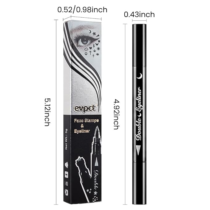evpct 1Pcs 2-in-1 Red Colored Winged Eyeliners Stamp, Red Moon Face Stamps Makeup, Waterproof Eyeliner Eye Stamp Liners Tool Set Kit for Womem, Wing Eyeliner Stamp Figures Tool Wingliner Shapes, 11#