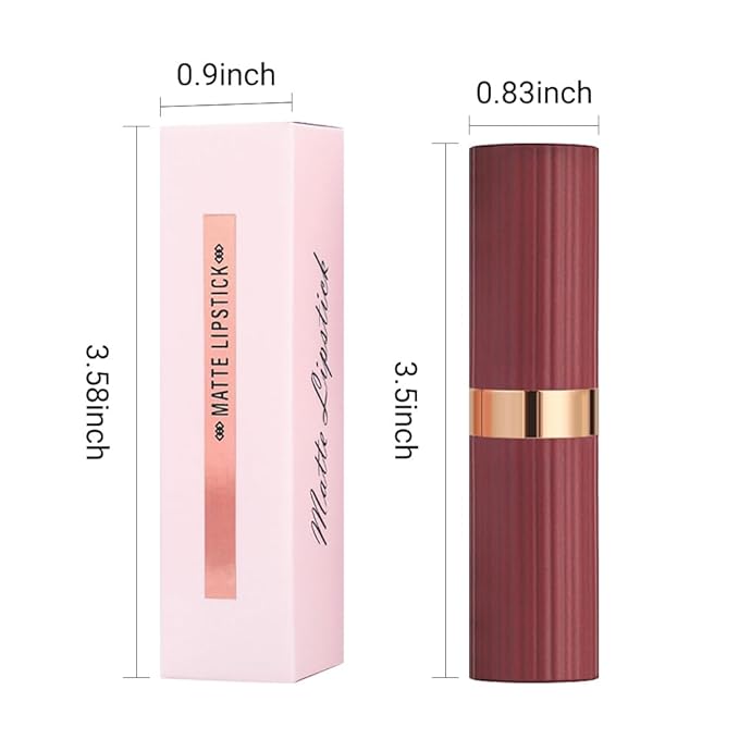 Bright Red Lip Stick,Matte Cream Lipstick Set for Women,Long Lasting Waterproof Smudge Proof Velvet lipsticks Crayon,Lip Makeup Kit Travel Size,Vegan & Cruelty-free (Pack of 1)