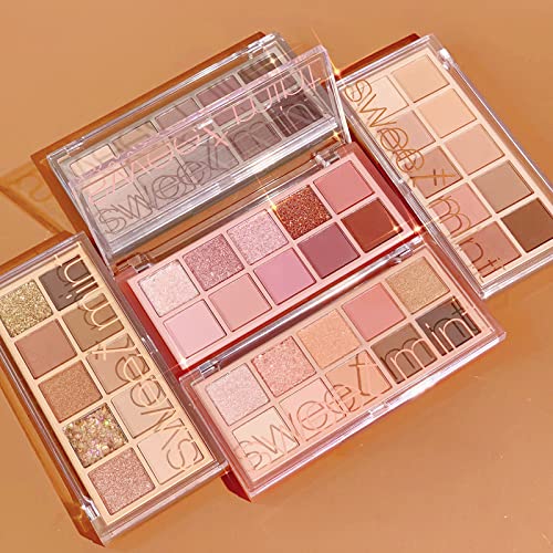 Go Ho 10 Colors Eyeshadow Palette,Matte&Glitter&Shimmer Eyeshadow Makeup,Pink Powder Light Pink Eye Shadow Shades,Naturing-Looking,Waterproof Eye Shadow Palette Makeup,03
