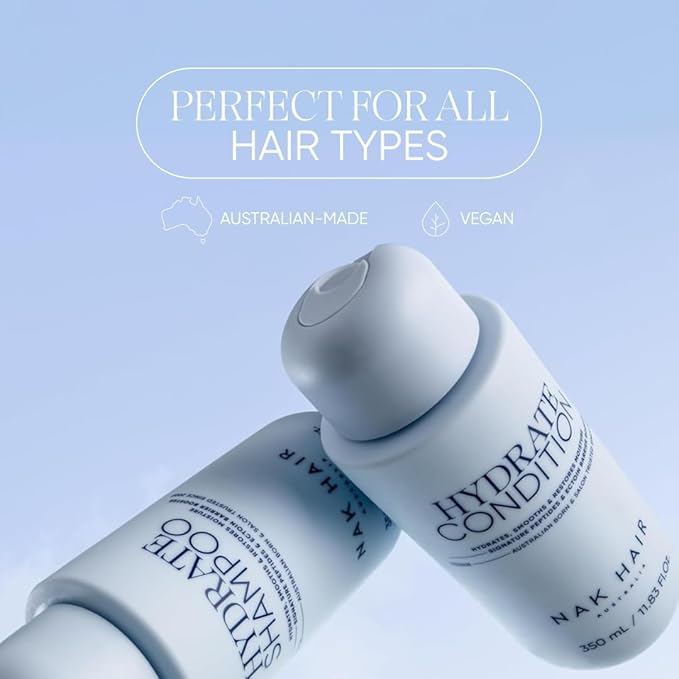 NAK Signature Hydrate Shampoo 350ml - Moisturizing Sulfate-Free Cleanser- Hydrates, Restores & Smooths Color-Treated Hair with Coconut Oil & Peptides - Vegan & Cruelty-Free