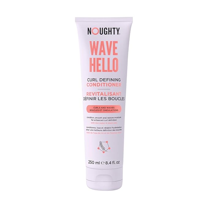 Noughty 97% Natural Wave Hello Curl Defining Conditioner, to Condition, Soften and Define Curls with Sea Kelp Extract and Avocado Oil, Sulfate Free Vegan Haircare 8.4fl.oz