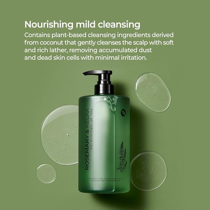 TS Rosemary & Relax Shampoo (1000g) Hydrating & Calming | Natural Ingredients | Sulfate-Free | Korean Shampoo (35.2 Fl oz)