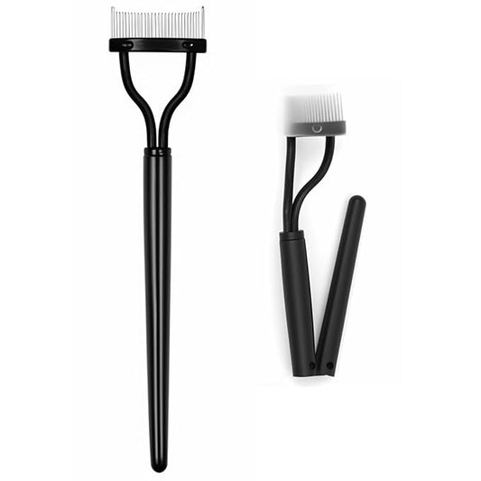 Foldable Eyelash Separator Comb, Stainless Steel Curved Lash Definer, Mascara Comb & Clump Remover Tool for Natural, Flawless Lashes