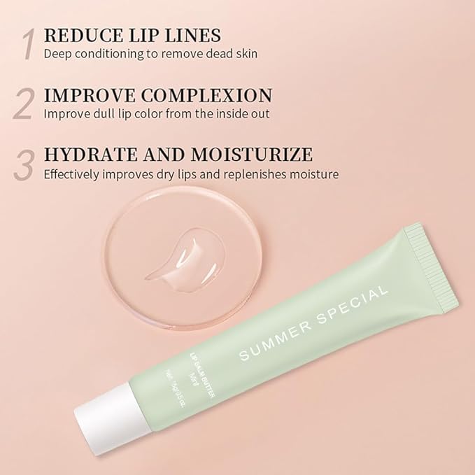 2Pcs Summer Lip Butter Balm Lip Gloss, Ultra-Hydrating Natural Vegan Lip Balm, Sheer-Tinted Shine & Hydration, Soothes & Softens Dry Lips Skincare, Bálsamo labial hidratante (#1+2#)