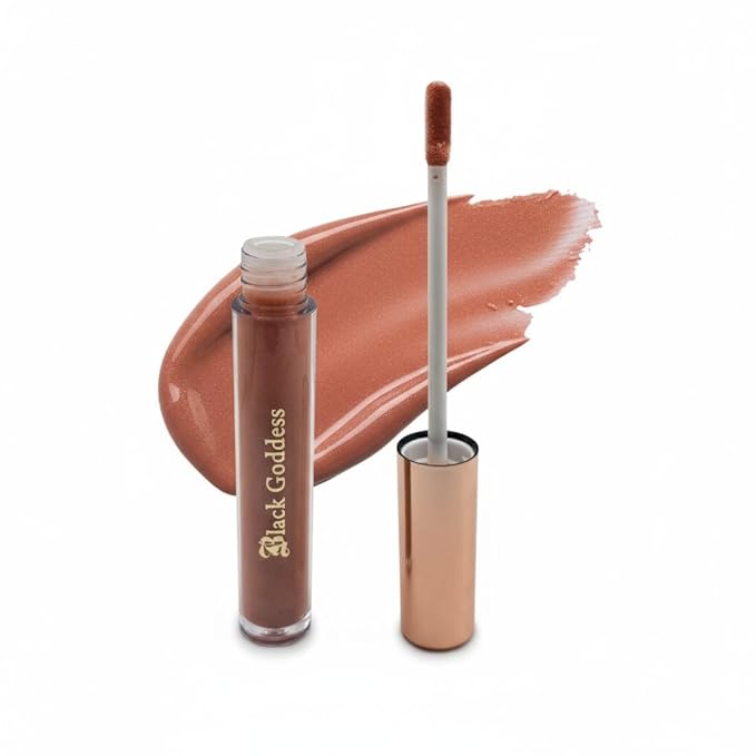 Black Goddess Lustre Lip Gloss | High Shine Gloss, Vegan and Cruelty Free (Light Pink Peony)