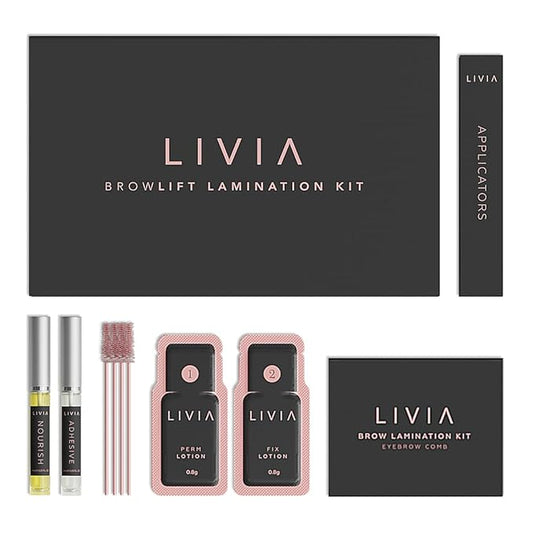 LIVIA Advanced Eyebrow Lamination Kit – DIY Brow Lift for Fuller, Thicker & Defined Brows – Salon-Quality Results at Home – 3 Applications-Up to 8 Weeks – Gentle & Nourishing
