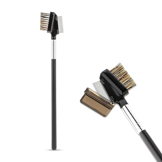 1 Pcs Eyebrow Brush, Metal Eyelash Comb, Resuable Dual Eyebrow Comb, Eye Brow Makeup Brush Eye Lash Comb for Eyelashes Extension (Bristles)