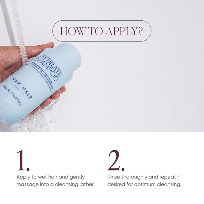 NAK Signature Hydrate Shampoo 350ml - Moisturizing Sulfate-Free Cleanser- Hydrates, Restores & Smooths Color-Treated Hair with Coconut Oil & Peptides - Vegan & Cruelty-Free