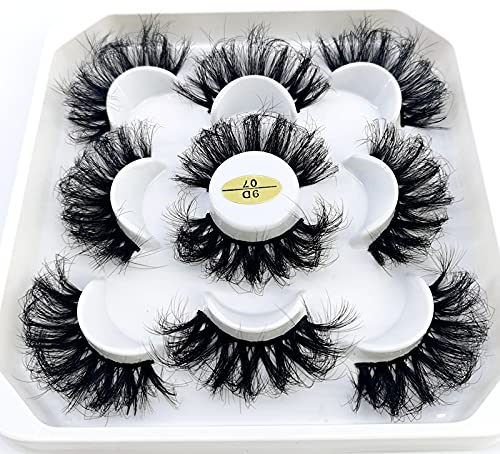 HBZGTLAD new 5 Pairs 25 mm 3d Mink Lashes Bulk Faux with Custom Natural Mink Lashes Pack Short Wholesales Natural False Eyelashes (9D-07)