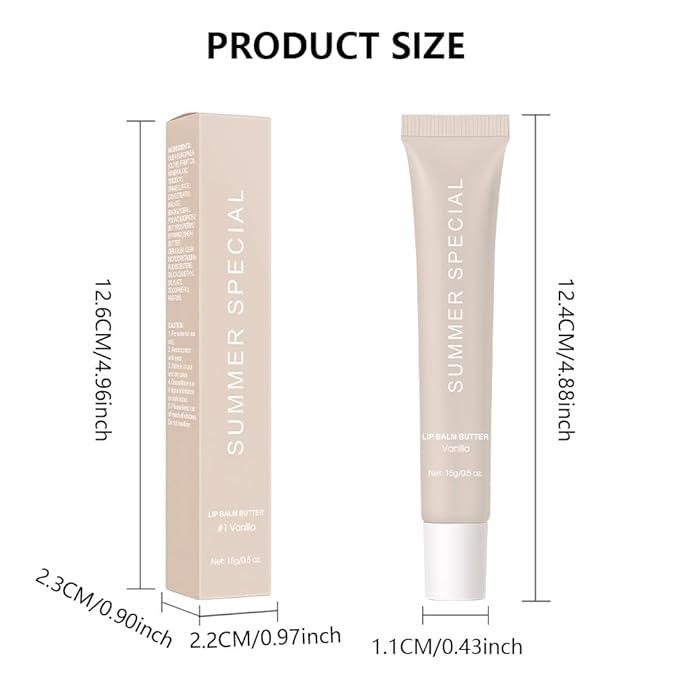 Summer Ultra-Hydrating Lip Butter Balm – Natural Vegan Lip Balm for Instant Moisture, Shine & Hydration – Sheer-Tinted, Soothes & Softens Dry Lips,Bálsamo labial hidratante #1 Vanilla 0.5 Fl Oz