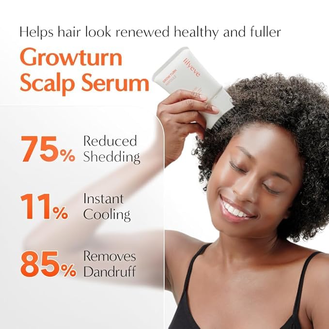 lilyeve GROWTURN Hair Growth Serum with Built-in Brush, Heartleaf-Derived Exosomes to Revitalize Hair, Hair Thickening, Hair Growth Accelerator - Korean Hair Care, 3.38 fl. oz. (Pack of 1)