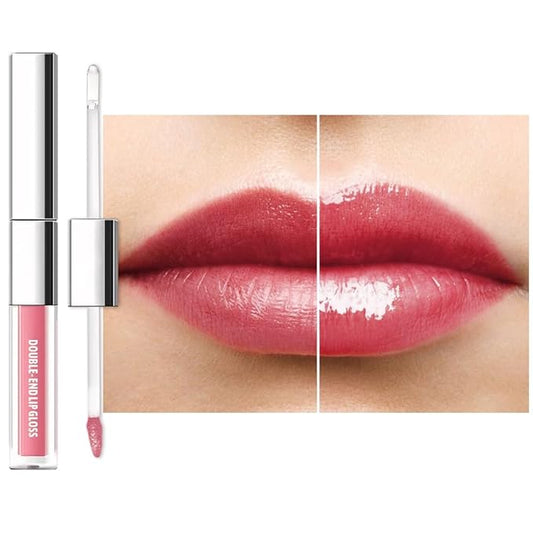 2-in-1 Matte Liquid Lipstick & Clear Lip Gloss, Long Lasting Waterproof Smudge Proof 24 Hour Lip Color Stain, Non Stick & Non Fading, Vegan Matte Makeup Lip Stain for Women, Soft Rose Pink #02