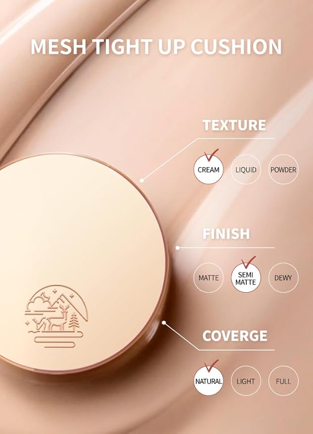 Beaudiani Mesh Tight UP Cushion Refill | Cushion Foundation | Buildable Coverage| Natural Finish | Dewy Glow Make up (03-REFILL Deep cover daily (#23-24))